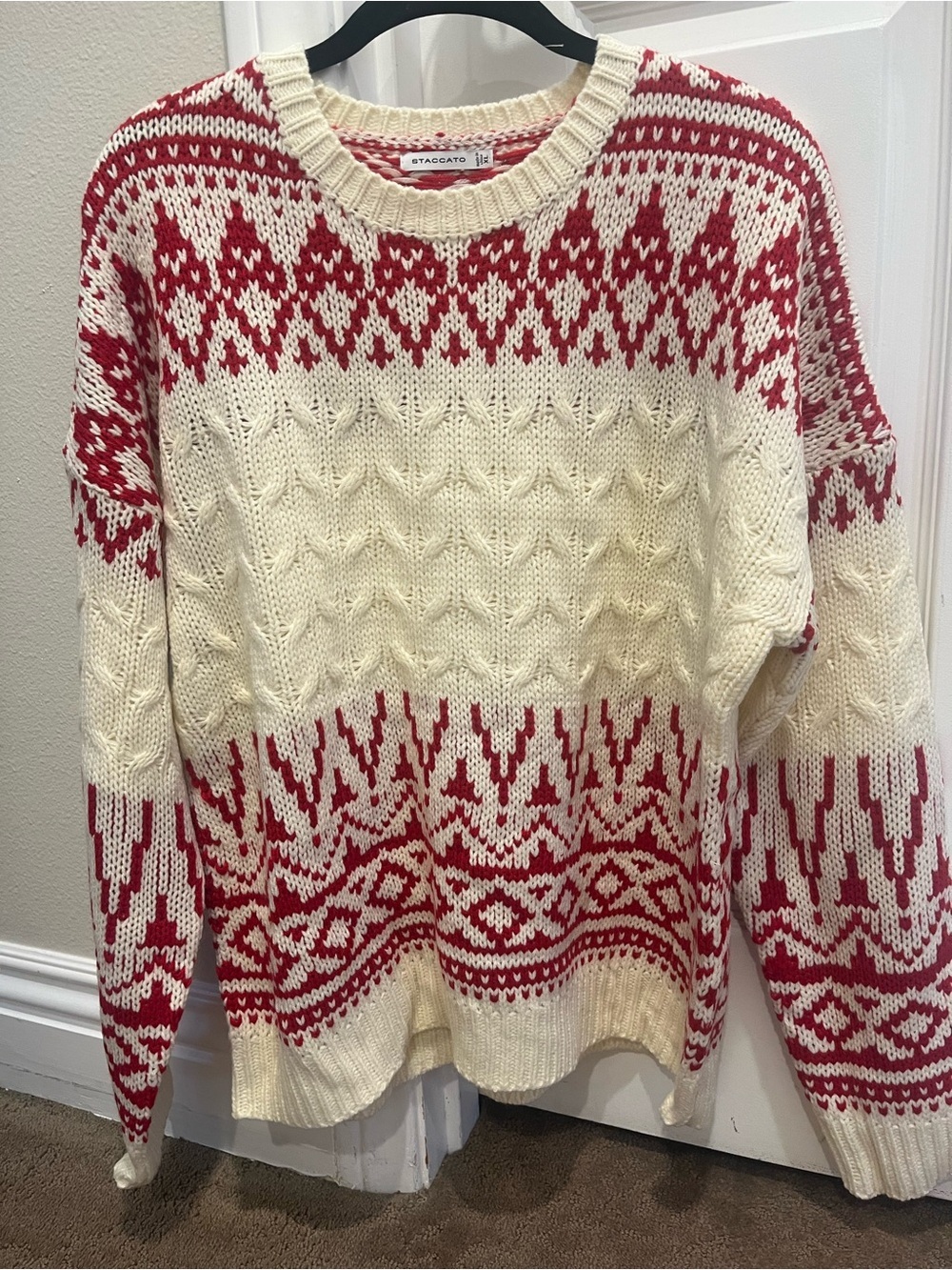 Staccato Cream and Red Sweater